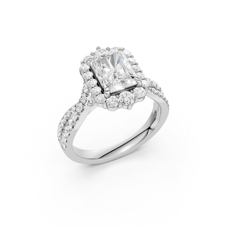 Radiant-Cut Lab Grown 2 3/4ctw. Diamond Fancy Halo Engagement Ring in 14k White Gold image number null